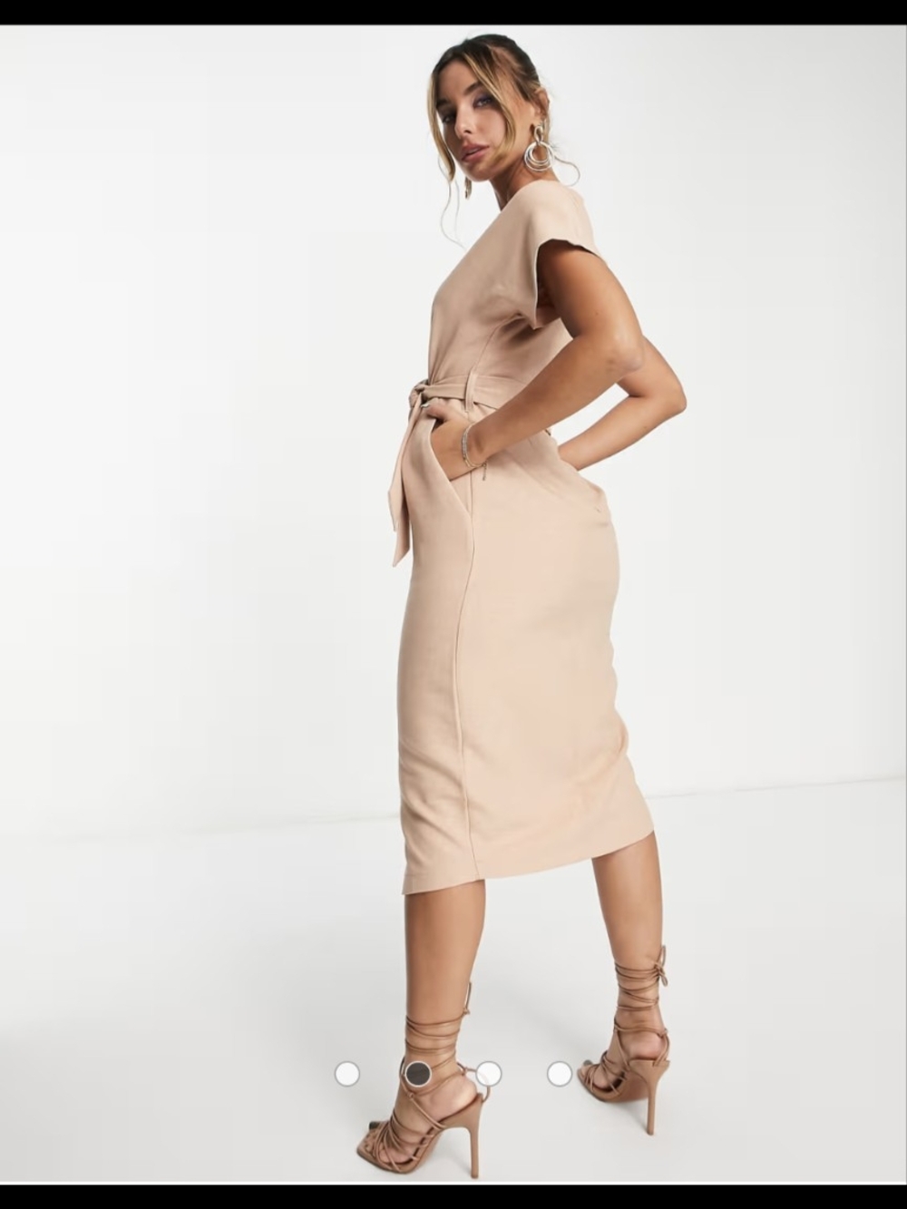 ASOS Closet London Kimono Wrap Tie Dress Blush Pink Midi Short Sleeve- 16 - Picture 2 of 16